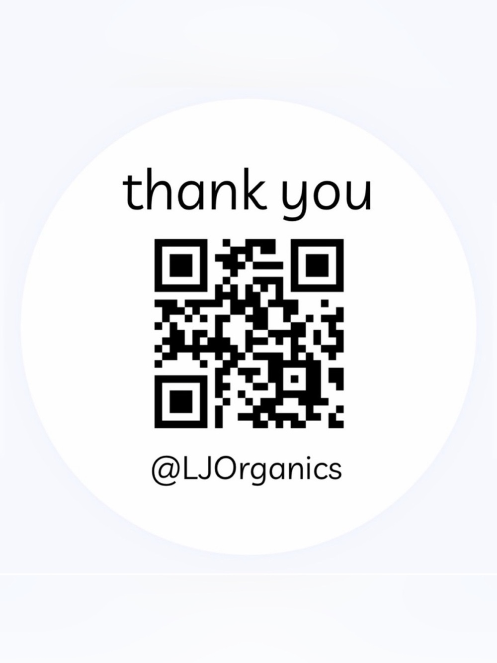 50 CUSTOM STICKERS - 2” ROUND - “THANK YOU” - W/ QR CODE & CLOSET NAME - WHITE